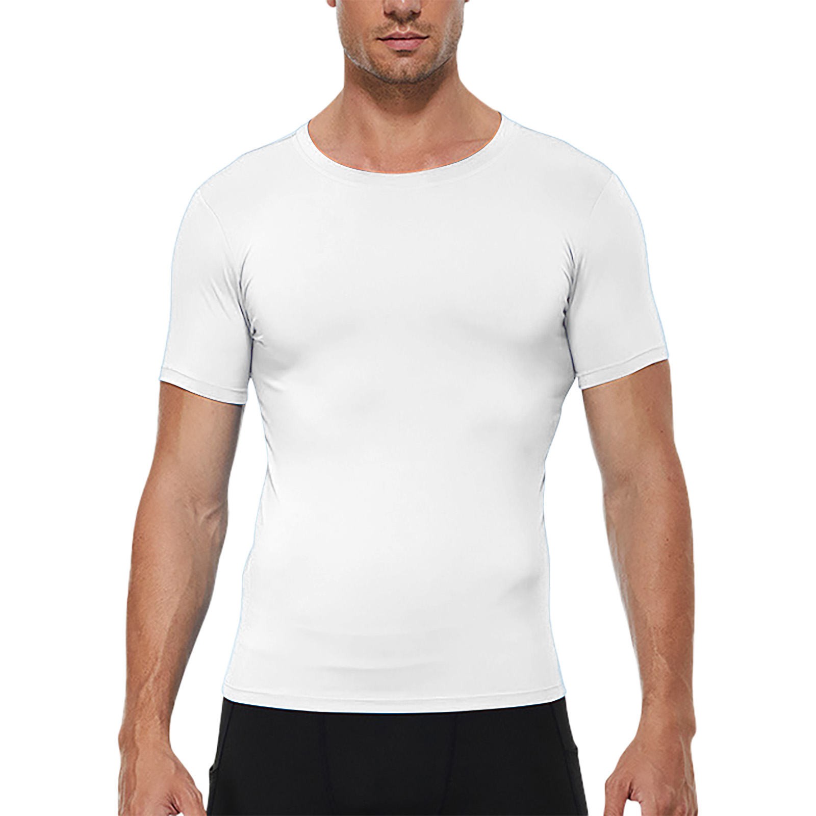 thumbnail image 2 of Camiseta deportiva elástica de secado rápido para hombre: camiseta deportiva ajustada, ideal para correr o ir al gimnasio, tejido que absorbe la humedad, 2 of 3